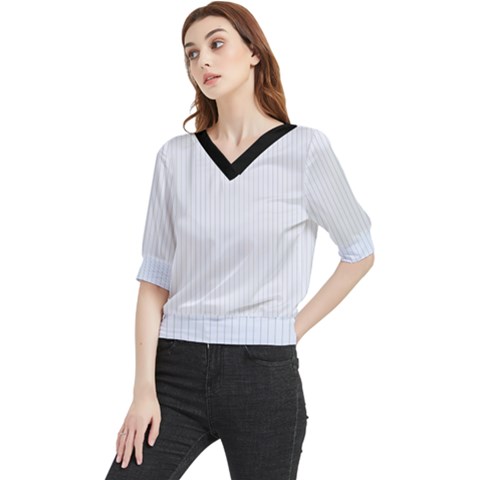 Brilliant White & Black - Quarter Sleeve Blouse by FashionLane