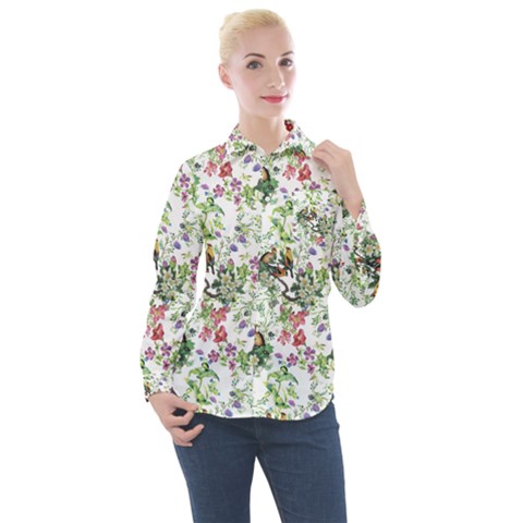 Green Flora Women s Long Sleeve Pocket Shirt by goljakoff