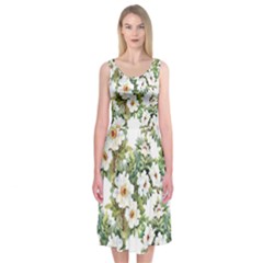 Summer Flowers Midi Sleeveless Dress by goljakoff