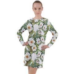 Summer Flowers Long Sleeve Hoodie Dress by goljakoff