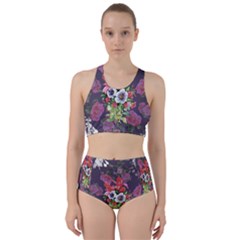 Purple Flowers Racer Back Bikini Set by goljakoff