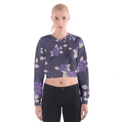 Purple Flowers Cropped Sweatshirt