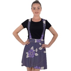 Purple Flowers Velvet Suspender Skater Skirt by goljakoff