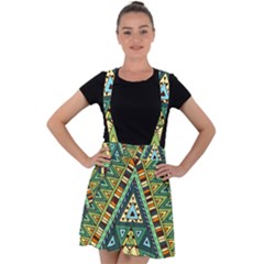 Native Ornament Velvet Suspender Skater Skirt by goljakoff