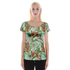 Tropical Flowers Cap Sleeve Top by goljakoff