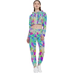 Watercolors Spots                                                          Cropped Zip Up Lounge Set