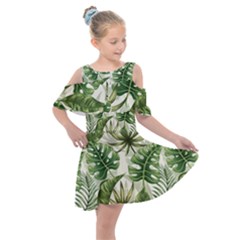 Green Leaves Kids  Shoulder Cutout Chiffon Dress by goljakoff