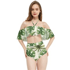 Green Leaves Halter Flowy Bikini Set  by goljakoff