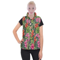 Tropical Flowers Women s Button Up Vest by goljakoff