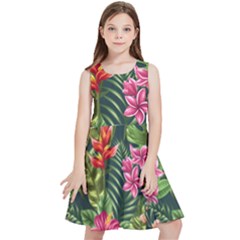 Tropical Flowers Kids  Skater Dress by goljakoff