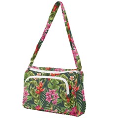 Tropical Flowers Front Pocket Crossbody Bag by goljakoff