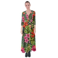 Tropical Flowers Button Up Maxi Dress by goljakoff