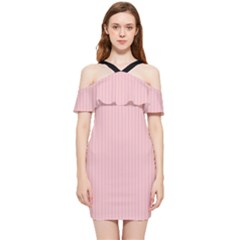 Baby Pink - Shoulder Frill Bodycon Summer Dress by FashionLane