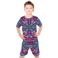 Fractal Flower Kids  Tee And Shorts Set