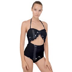 Fractal Guitar Scallop Top Cut Out Swimsuit by Sparkle