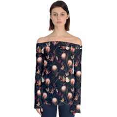 Seamless Garden Pattern Off Shoulder Long Sleeve Top by designsbymallika