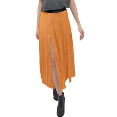 Cadmium Orange - Velour Split Maxi Skirt