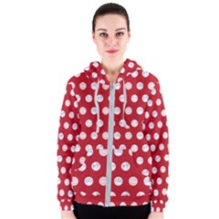 Red Polka-dot Doodles Women s Zipper Hoodie by pishposhpal