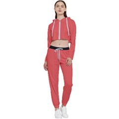 Valentine Red - Cropped Zip Up Lounge Set by FashionLane