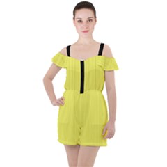 Unmellow Yellow - Ruffle Cut Out Chiffon Playsuit by FashionLane