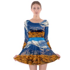 Aconcagua Park Landscape, Mendoza, Argentina Long Sleeve Skater Dress by dflcprintsclothing