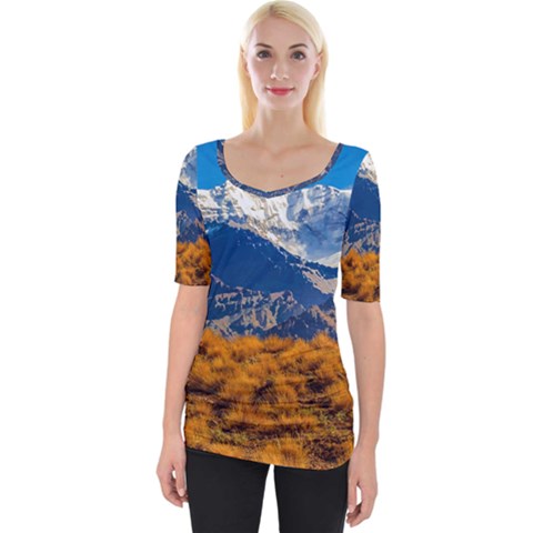 Aconcagua Park Landscape, Mendoza, Argentina Wide Neckline Tee by dflcprintsclothing