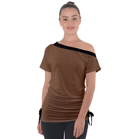 Brown Bear - Off Shoulder Tie-up Tee by FashionLane