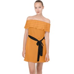 Deep Saffron - Off Shoulder Chiffon Dress by FashionLane