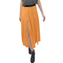 Deep Saffron - Velour Split Maxi Skirt by FashionLane