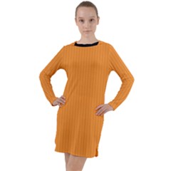 Deep Saffron - Long Sleeve Hoodie Dress by FashionLane