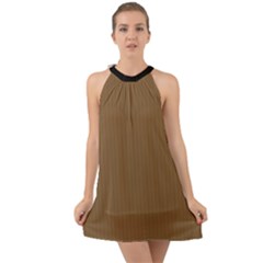 Coyote Brown - Halter Tie Back Chiffon Dress by FashionLane