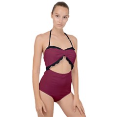 Rhubarb Red - Scallop Top Cut Out Swimsuit by FashionLane