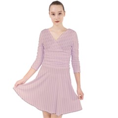Pale Red - Quarter Sleeve Front Wrap Dress by FashionLane