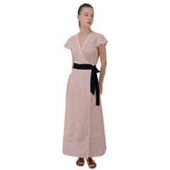 Pale Red - Flutter Sleeve Maxi Dress by FashionLane