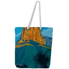 Guadalupe Mountains National Park With El Capitan Peak Texas United States Wpa Poster Art Color Full Print Rope Handle Tote (large) by retrovectors