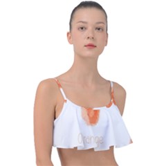 Orange Fruit Watercolor Painted Frill Bikini Top