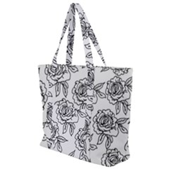 Line Art Black And White Rose Zip Up Canvas Bag by MintanArt