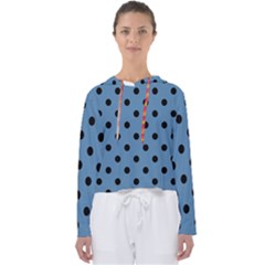 Large Black Polka Dots On Air Force Blue - Women s Slouchy Sweat by FashionLane