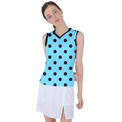 Large Black Polka Dots On Arctic Blue - Women s Sleeveless Sports Top by FashionLane