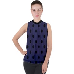 Large Black Polka Dots On Astral Aura - Mock Neck Chiffon Sleeveless Top by FashionLane