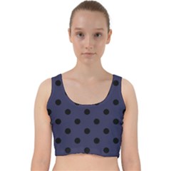 Large Black Polka Dots On Astral Aura - Velvet Racer Back Crop Top by FashionLane