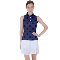 Large Black Polka Dots On Astral Aura - Women s Sleeveless Polo Tee by FashionLane