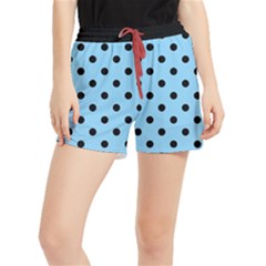 Large Black Polka Dots On Baby Blue - Runner Shorts by FashionLane