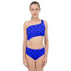 Large Black Polka Dots On Just Blue - Spliced Up Two Piece Swimsuit by FashionLane