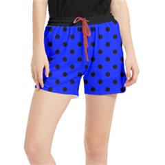 Large Black Polka Dots On Just Blue - Runner Shorts by FashionLane