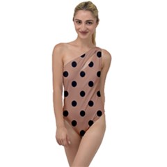 Large Black Polka Dots On Antique Brass Brown - To One Side Swimsuit by FashionLane