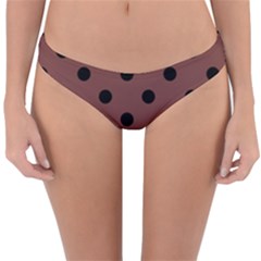 Large Black Polka Dots On Bole Brown - Reversible Hipster Bikini Bottoms