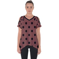 Large Black Polka Dots On Bole Brown - Cut Out Side Drop Tee by FashionLane