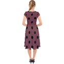 Large Black Polka Dots On Bole Brown - Cap Sleeve Front Wrap Midi Dress View2