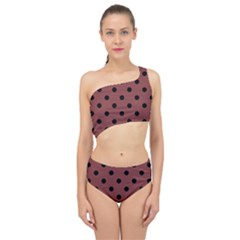 Large Black Polka Dots On Brandy Brown - Spliced Up Two Piece Swimsuit by FashionLane